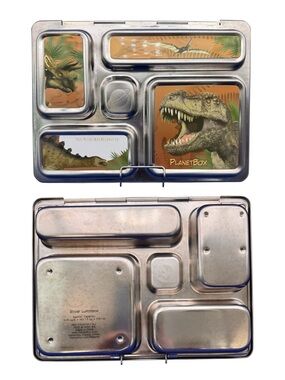 PlanetBox Rover Bento Lunch Box w/ Dinosaur Magnet Set 5 Compartments